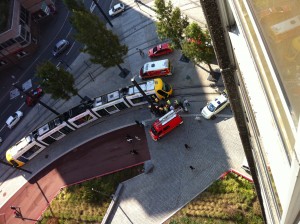 Pompiers collision tram vélo 31 août 2011